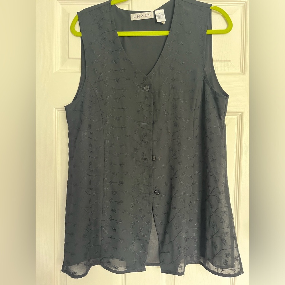 Vintage Chaus embroidery button up Vest